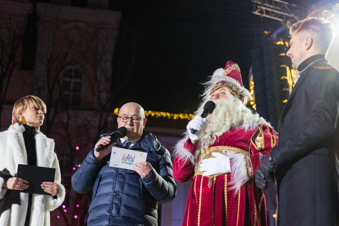 Rotušės aikštėje įžiebta Kosminė eglė