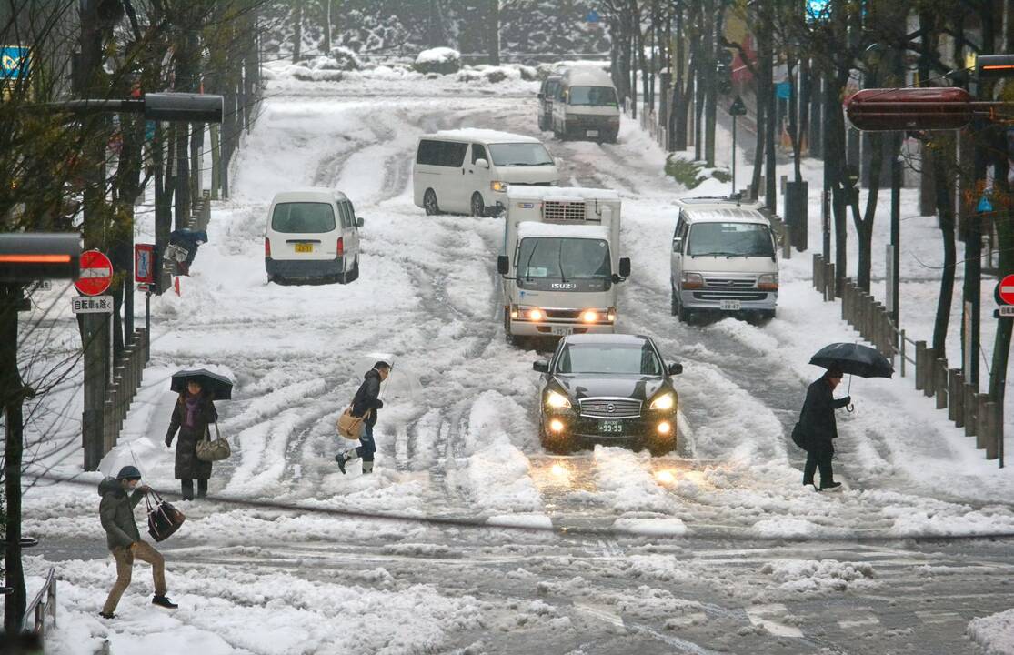 Japonijoje dėl pūgos žuvo 12 žmonių, atšaukiami skrydžiai