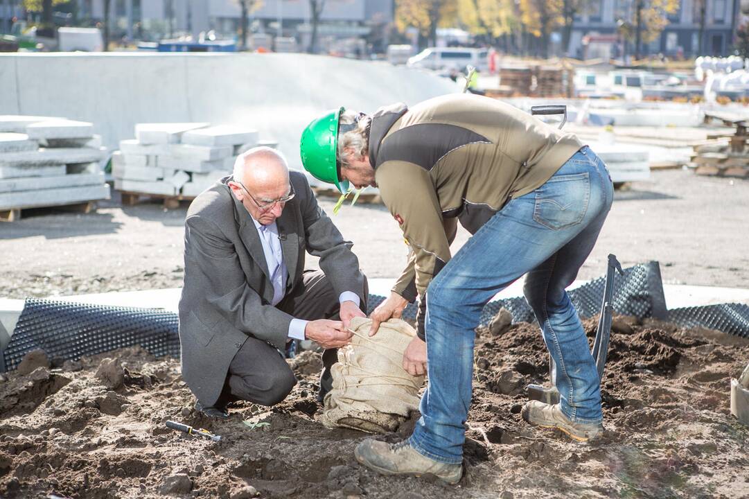 Vienybės aikštėje sodinami medžiai