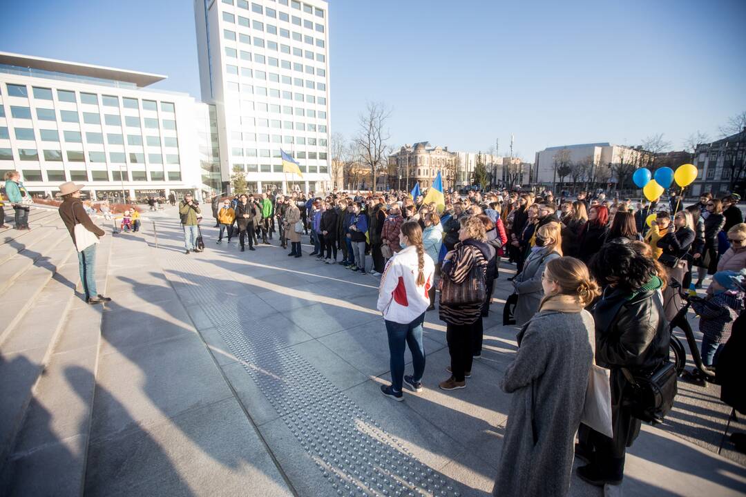 Ukrainos palaikymo akcija Vienybės aikštėje