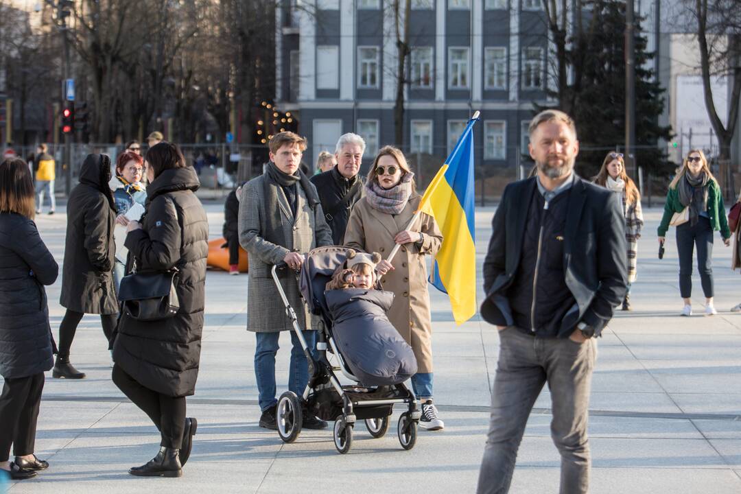 Ukrainos palaikymo akcija Vienybės aikštėje