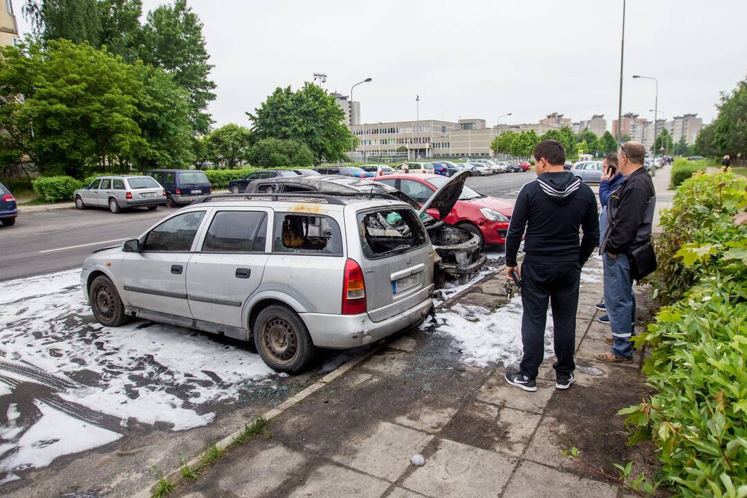 Šarkuvos g. sudegė du automobiliai