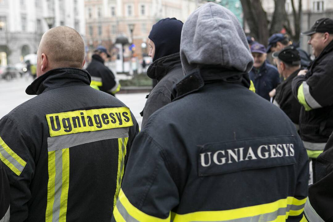Ugniagesių mitingas V. Kudirkos aikštėje
