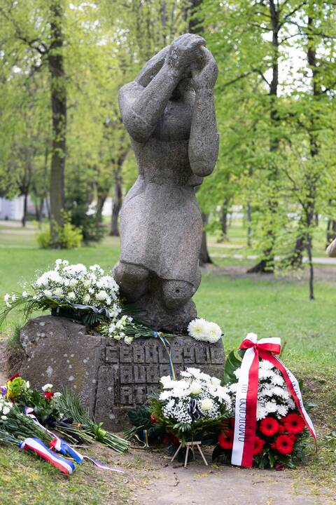 Gėlių padėjimo ceremonija Sapiegų parke prie „Černobylio motinos“ paminklo