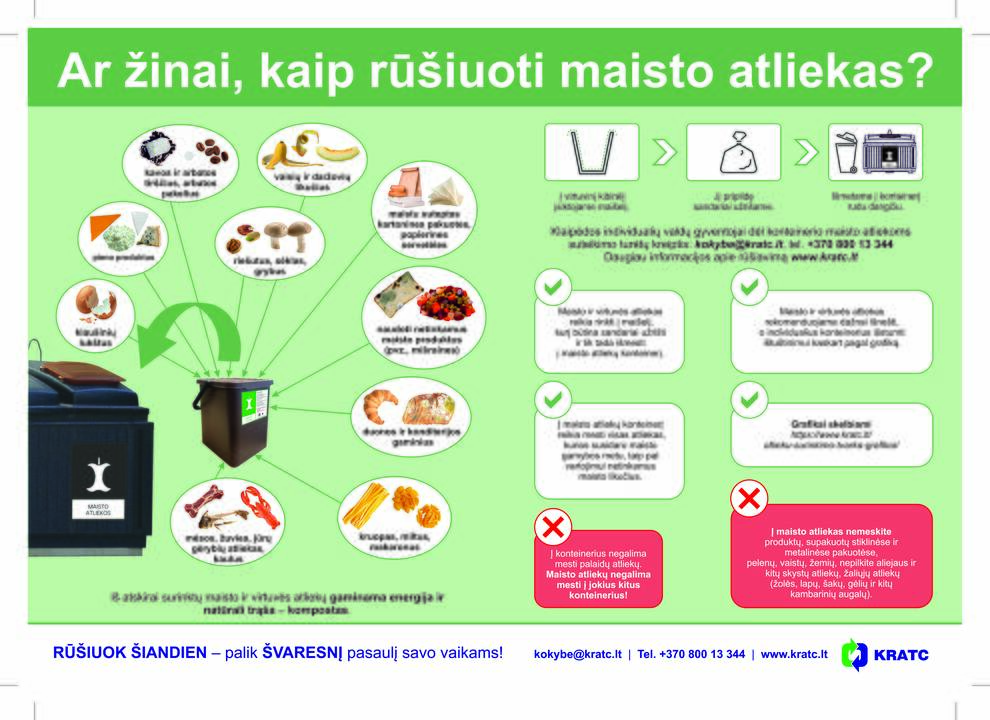 Dviejų konteinerių komplektas maisto atliekoms.