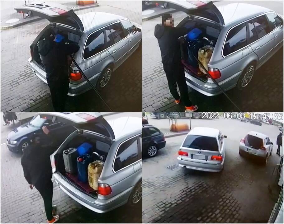 Įžūlumas: vaizdo stebėjimo kameros šį automobilį ir jo vairuotoją užfiksavo dviejose degalinėse, kur vyras prisipylė dyzelino už 283 eurus ir išvažiavo.