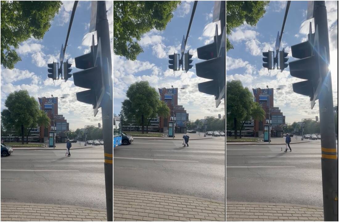 Sustabdė: judrioje sankryžoje keistai besielgiantis pilietis sulaukė vairuotojų dėmesio.