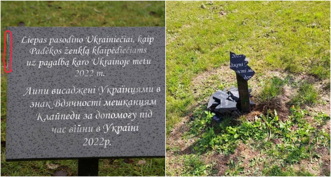Agresija: dar sausio pirmomis dienomis ukrainiečiai aptiko, kad kažkas apmėtė atminimo lentą akmenimis. Antras išpuolis buvo lemtingas – lenta visiškai suknežinta.