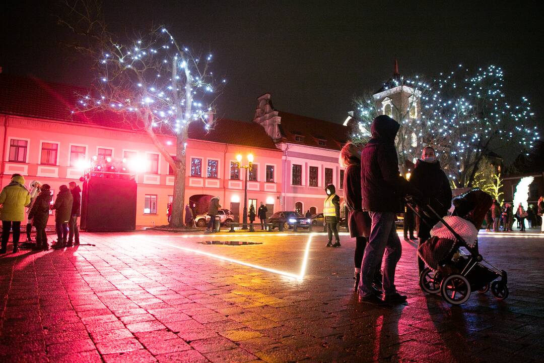 Šventinės Kauno Kalėdų eglės įžiebimo akimirkos