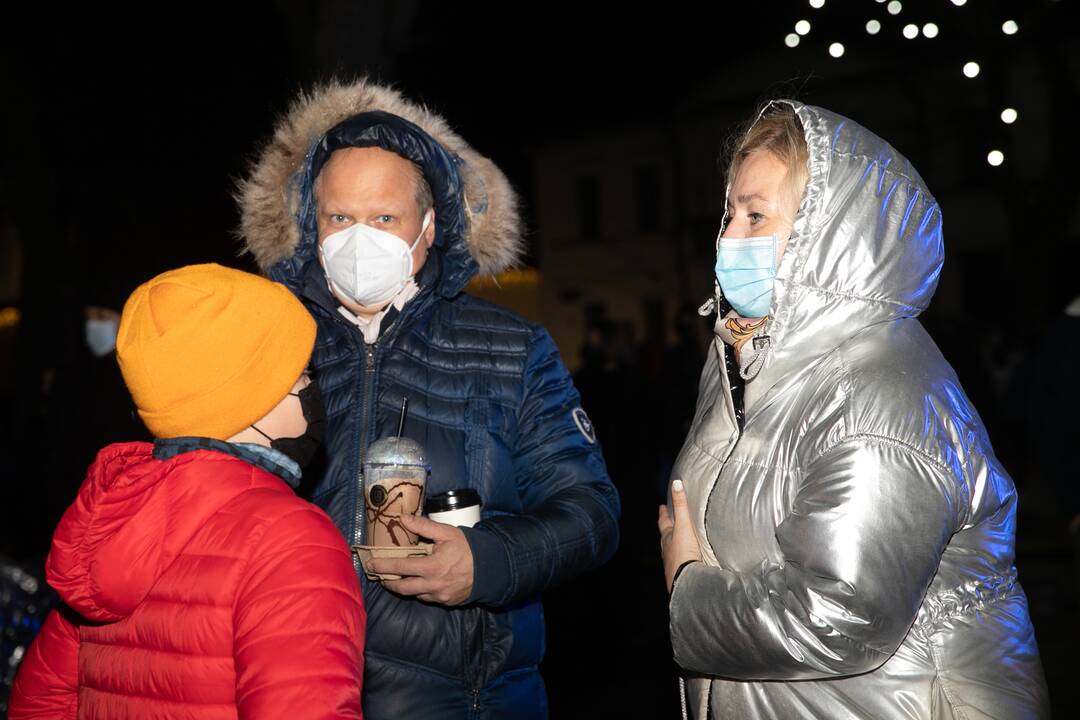 Šventinės Kauno Kalėdų eglės įžiebimo akimirkos