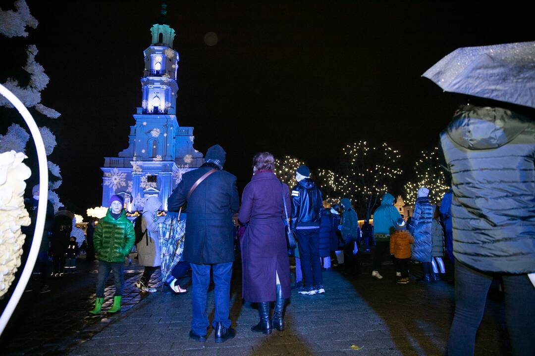 Šventinės Kauno Kalėdų eglės įžiebimo akimirkos