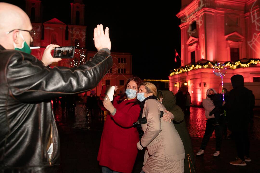 Šventinės Kauno Kalėdų eglės įžiebimo akimirkos