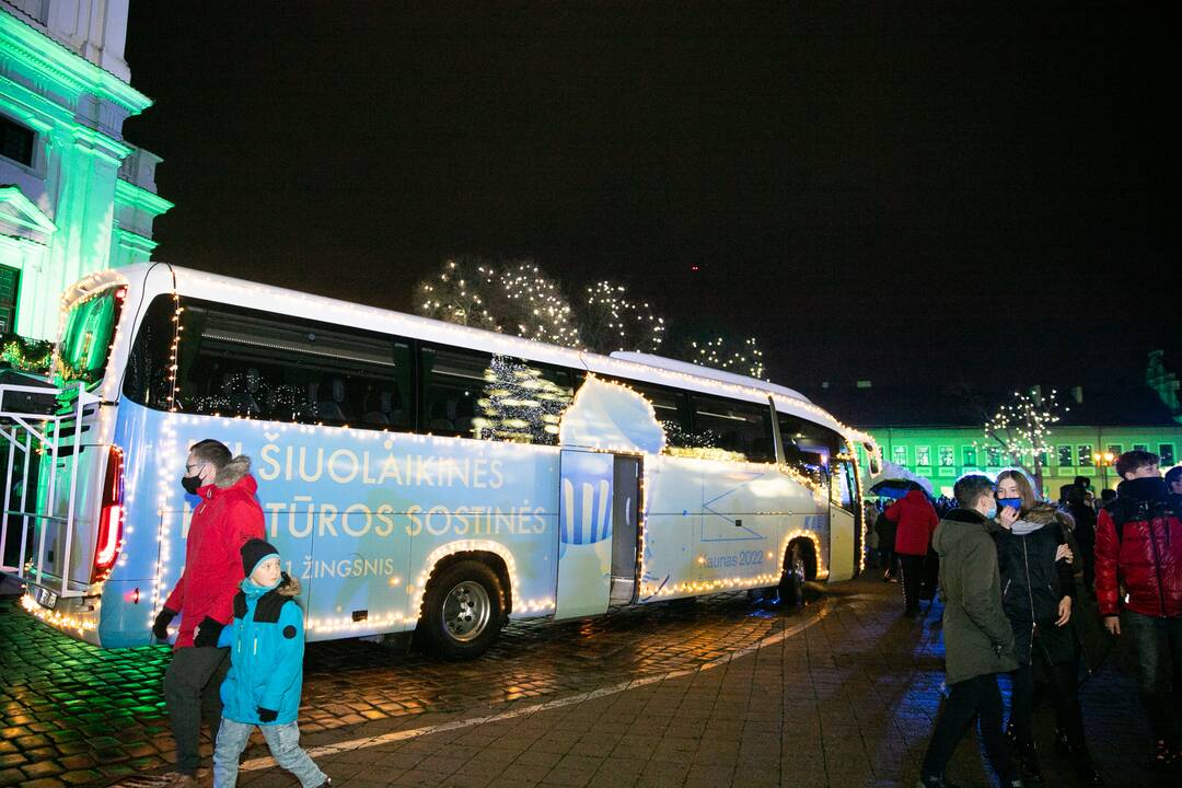 Šventinės Kauno Kalėdų eglės įžiebimo akimirkos