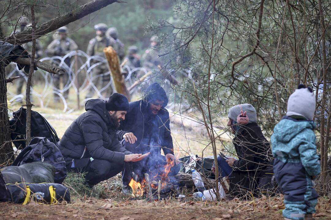 Nelegalūs migrantai Lenkijos ir Baltarusijos pasienyje