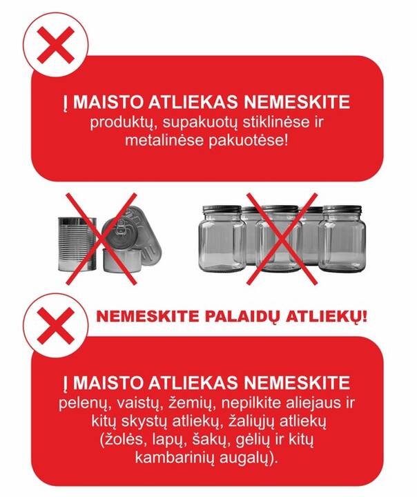 Dviejų konteinerių komplektas maisto atliekoms.