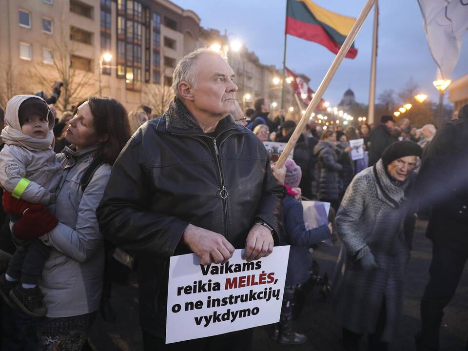 Mitingas prie Seimo dėl vaikų paėmimo iš šeimų