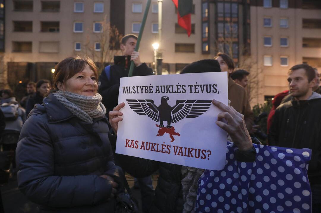 Mitingas prie Seimo dėl vaikų paėmimo iš šeimų