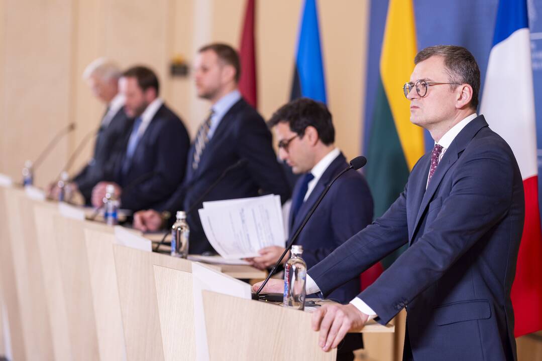 G. Landsbergio, Estijos, Latvijos, Prancūzijos bei Ukrainos ministrų spaudos konferencija