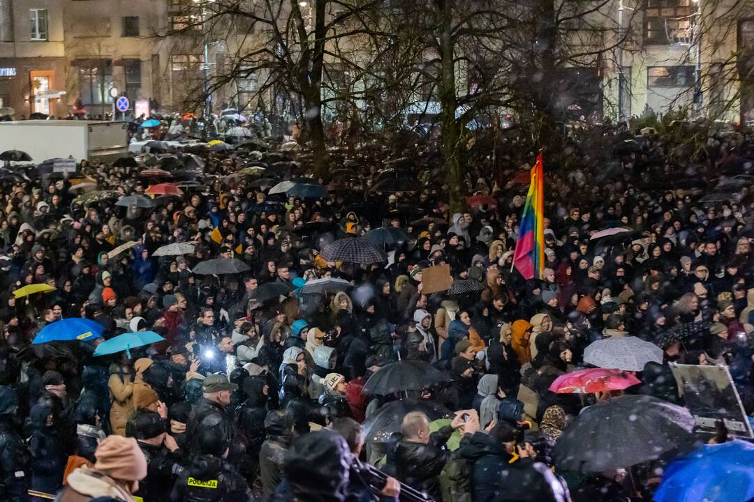 Protestas prie Seimo: „Dešimt tylos minučių“