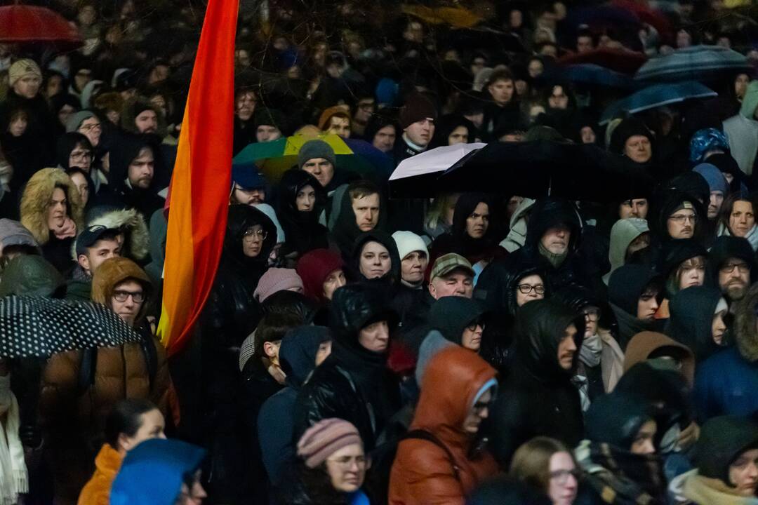 Protestas prie Seimo: „Dešimt tylos minučių“