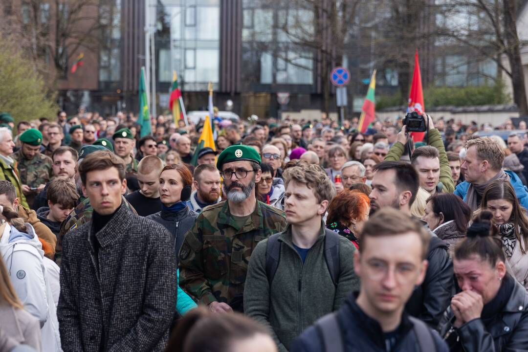 JAV karių pagerbimas prie JAV ambasados Vilniuje