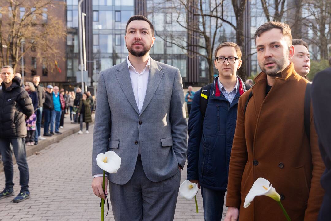 JAV karių pagerbimas prie JAV ambasados Vilniuje