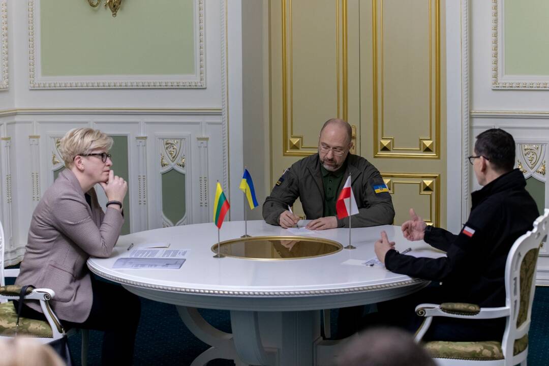 Ingrida Šimonytė, Denysas Šmyhalis ir Mateuszas Morawieckis