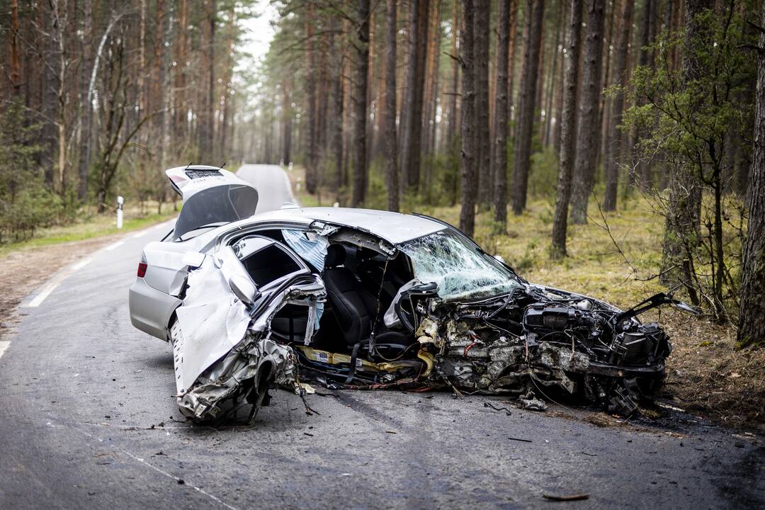 Karačiūnų gatvėje BMW rėžėsi į medį