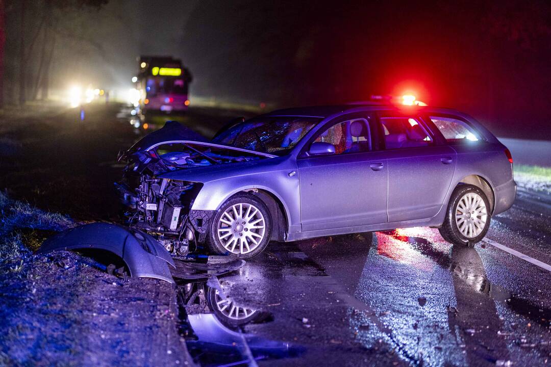 Nemenčinės plente – dviejų „Audi“ automobilių avarija