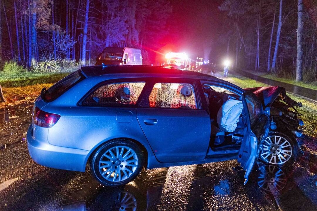 Nemenčinės plente – dviejų „Audi“ automobilių avarija