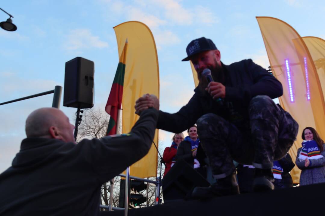 Klaipėdiečiai pasitiko keliautoją Aurimą Mockų