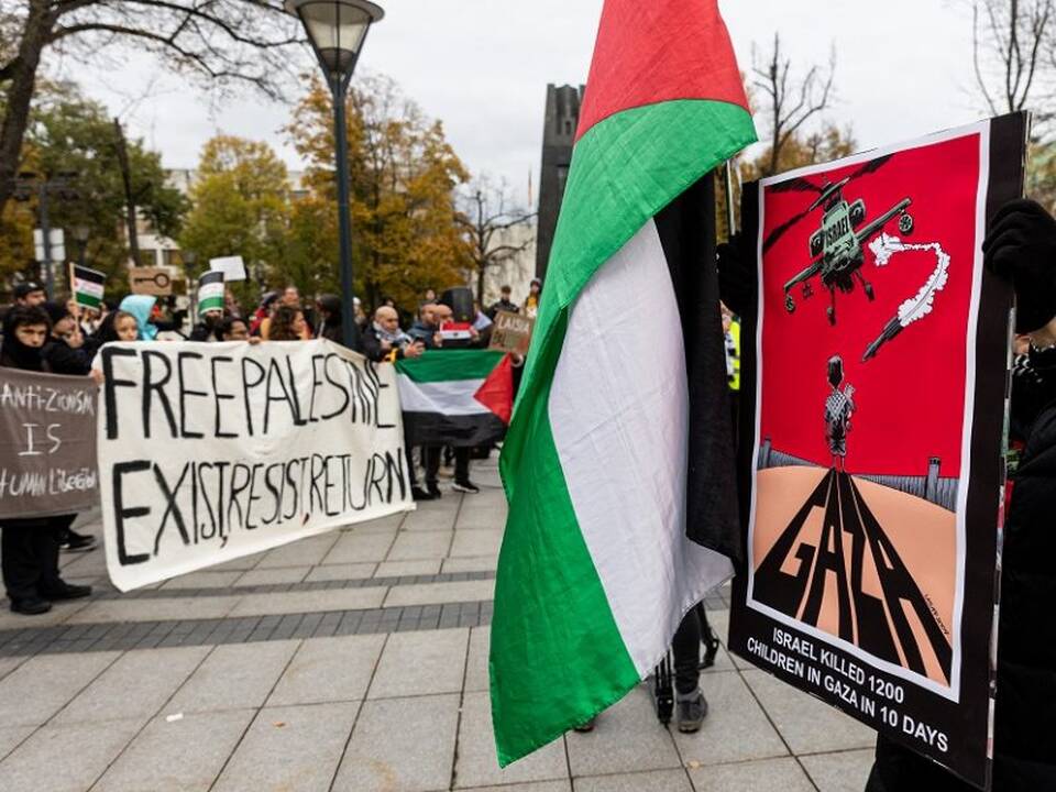 Palaikydami palestiniečius Vilniuje prieš Izraelio veiksmus protestavo apie šimtas žmonių