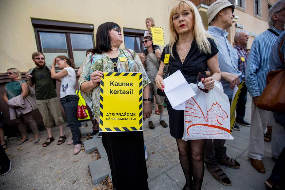 Protestas Miško gatvėje dėl kertamų medžių 