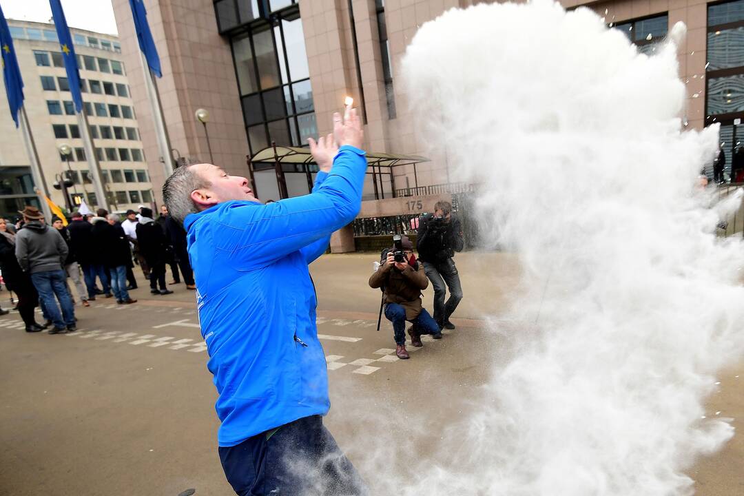 Pieno gamintojų protestas Briuselyje