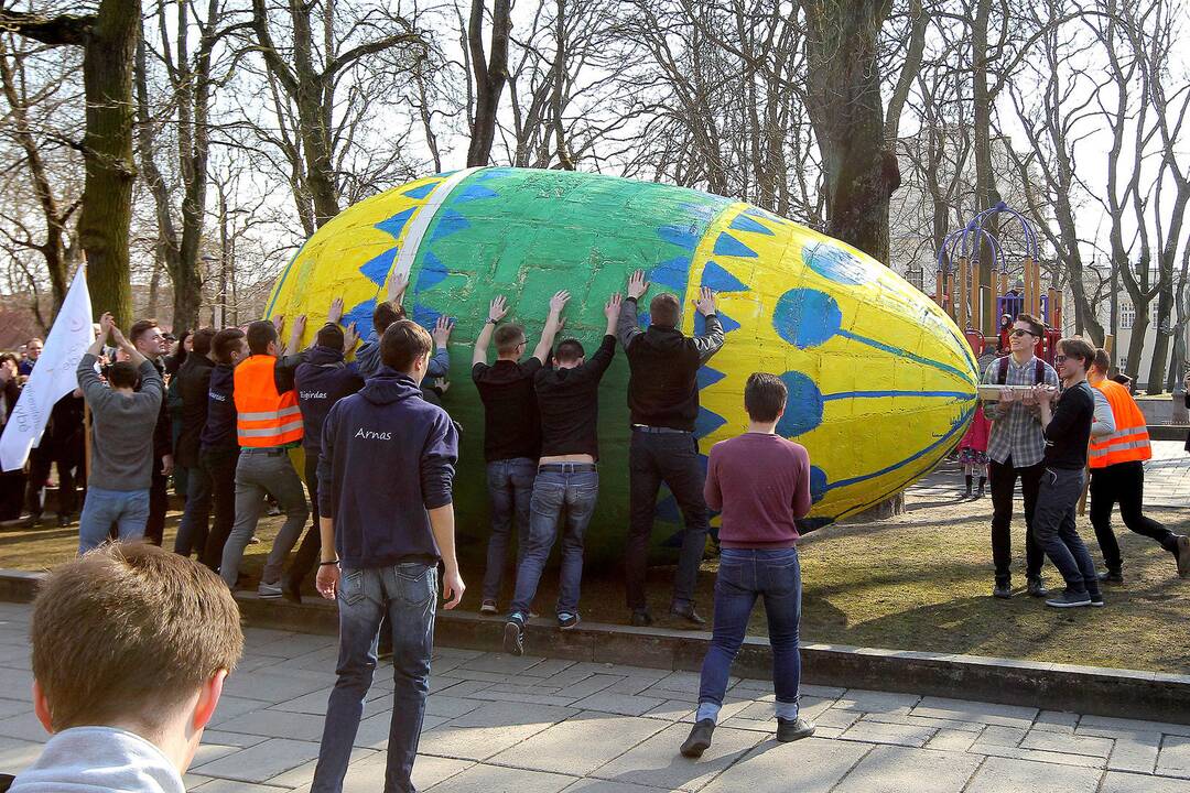 Studentai Kauno centre rideno rekordinį margutį.