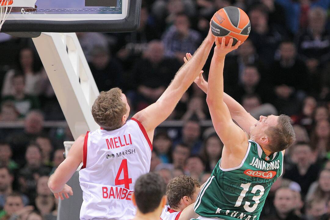 Eurolygos TOP-16 rungtynėse Kauno „Žalgiris“ 75:73 įveikė Bambergo „Brose Basket“ (Vokietija).