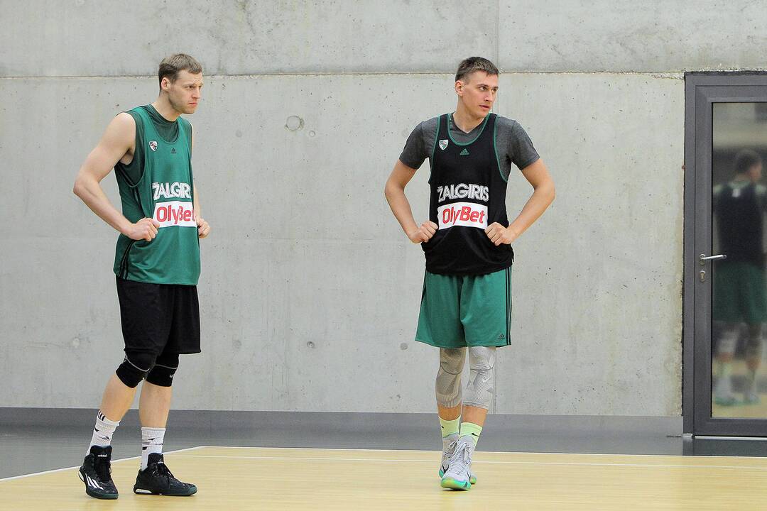 Kauno „Žalgirio“ krepšininkų treniruotė mažojoje arenos salėje.