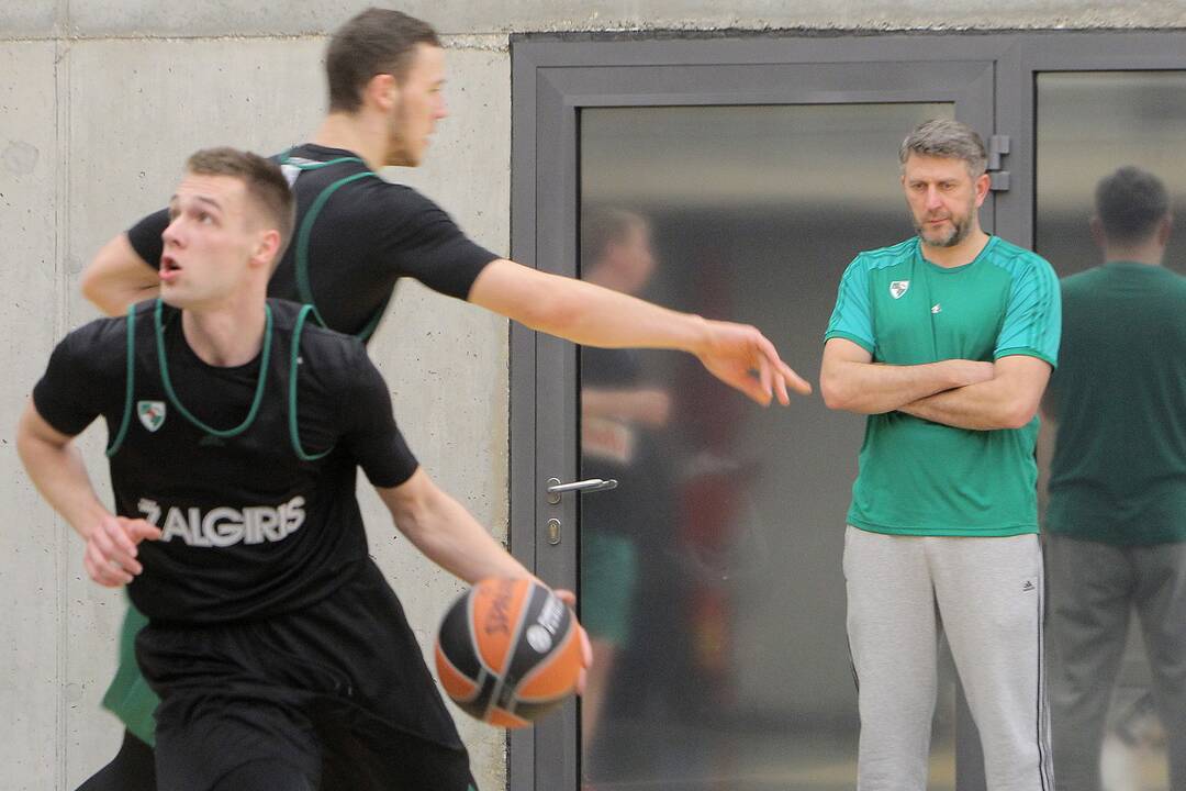 Kauno „Žalgirio“ krepšininkų treniruotė mažojoje arenos salėje.