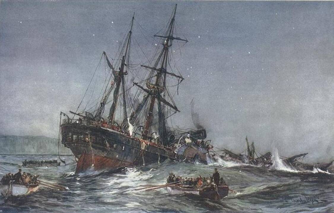 Vienintelis piešinys, kurio autorius nežinomas, vaizduoja kaip iš tikrųjų atrodė „Birkenhead“.