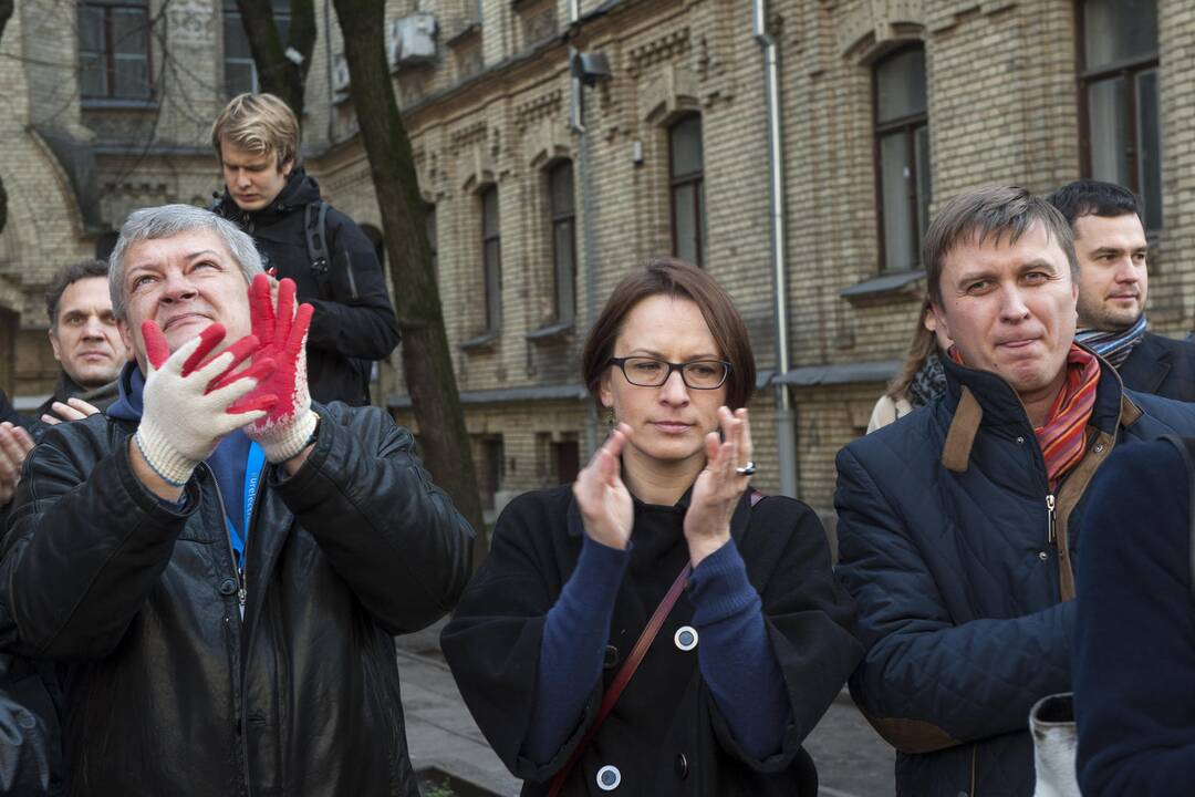 Žurnalistų protestas prie STT