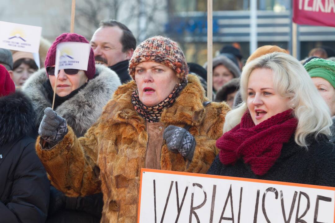 Profsąjungos mitingavo prie Vyriausybės