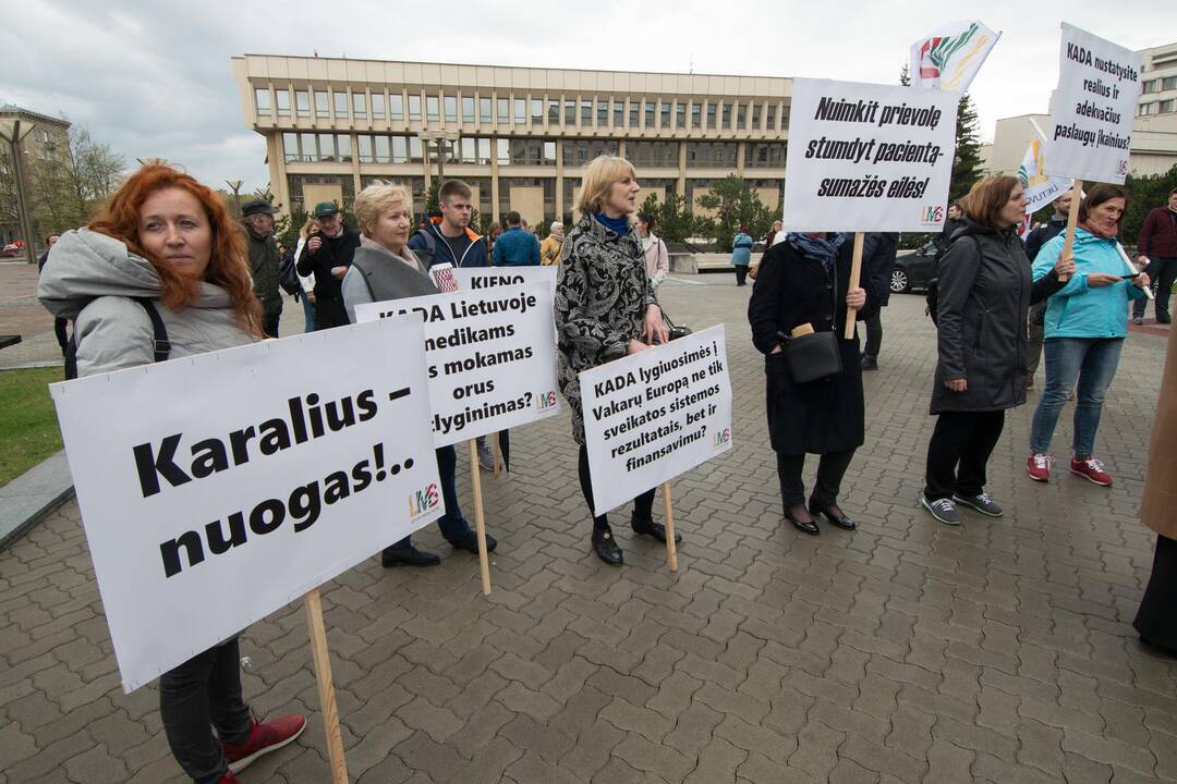 Medikų mitingas prie Seimo
