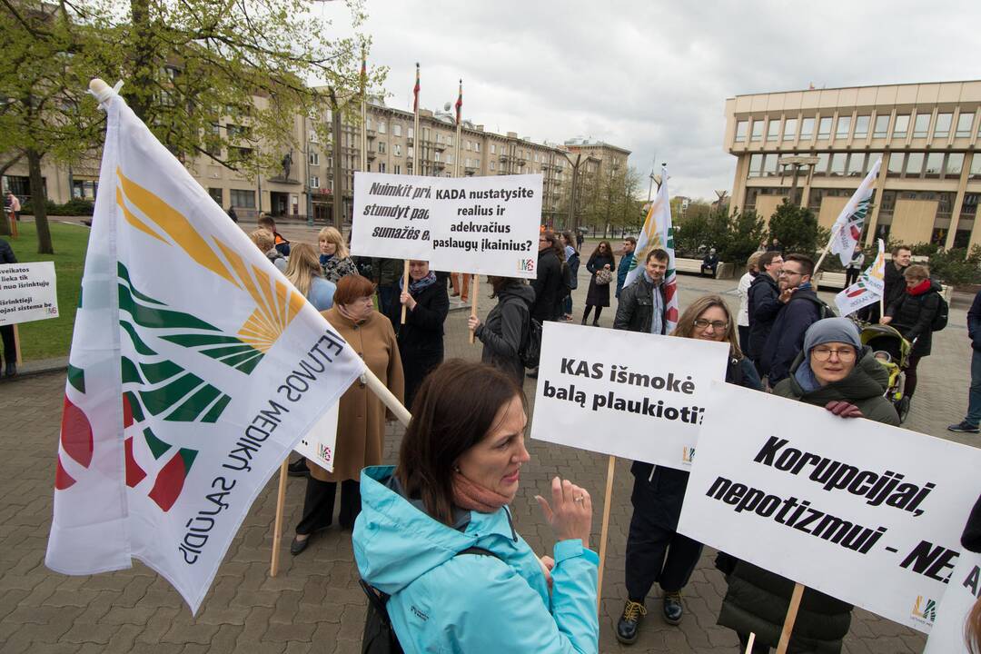 Medikų mitingas prie Seimo