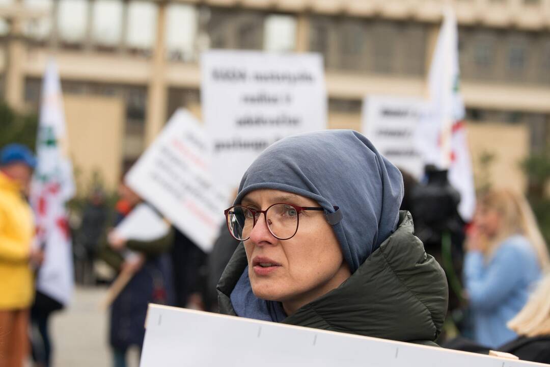 Medikų mitingas prie Seimo