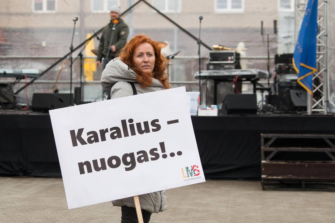 Medikų mitingas prie Seimo