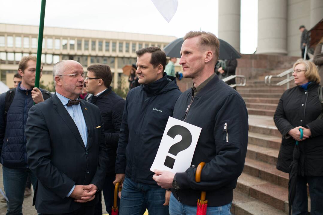 Medikų mitingas prie Seimo