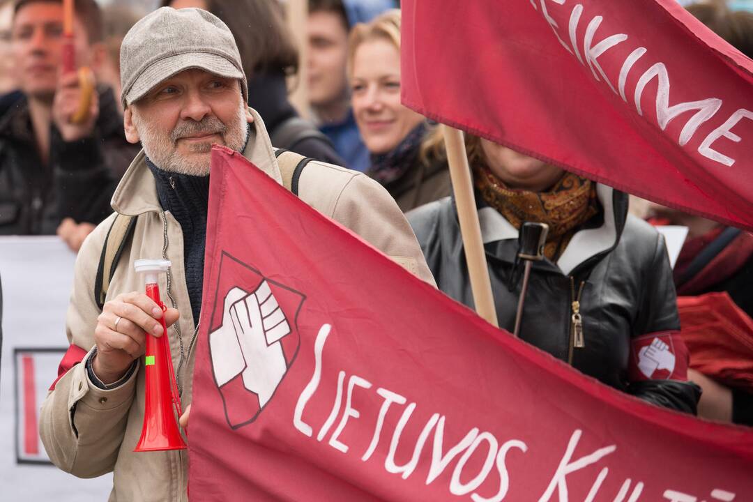 Medikų mitingas prie Seimo