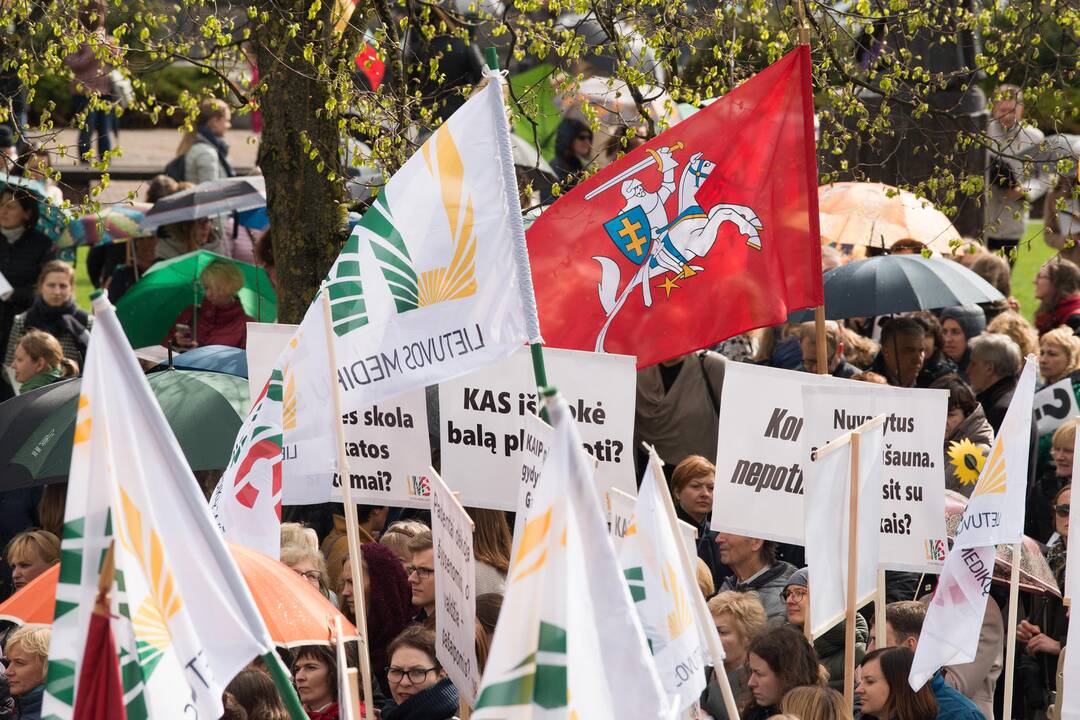 Medikų mitingas prie Seimo