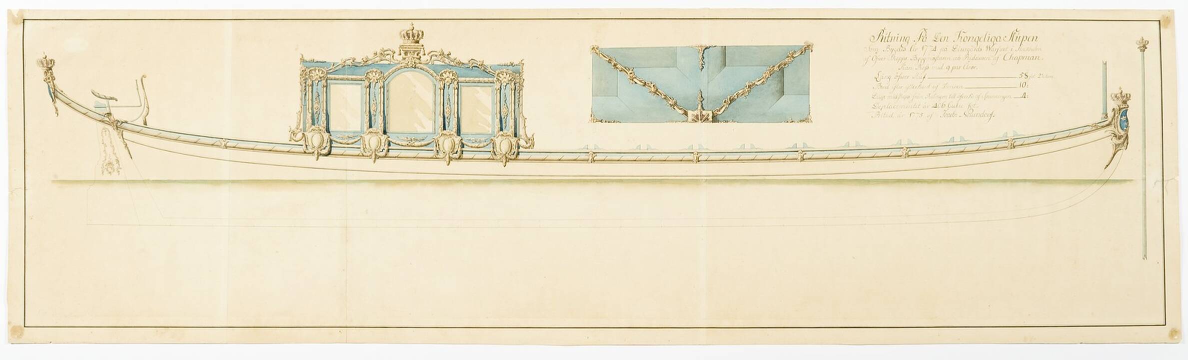Istorija: 1923 m. rekonstruota karališkoji barža „Wedding“, kurią 1774 m. Gustavo III įsakymu suprojektavo F.H.Chapman.