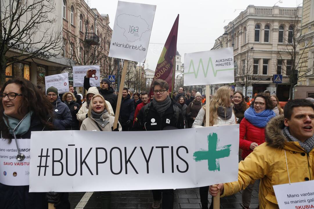 Medikų protesto akcija Vilniuje